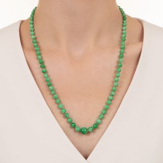 Mid-Century Natural Burmese Jadeite Bead Necklace