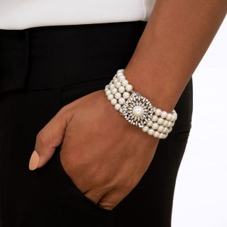 Mid-Century Pearl And Diamond Bracelet