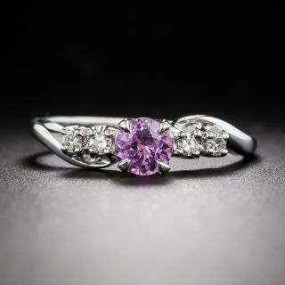 Mid-Century Pink Sapphire and Diamond Ring By Roskin Co. - 3