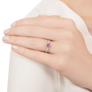 Mid-Century Pink Sapphire and Diamond Ring By Roskin Co.