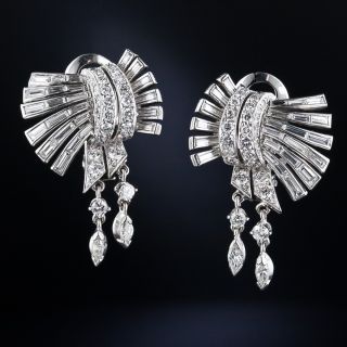 Mid-Century Platinum and Diamond Earrings