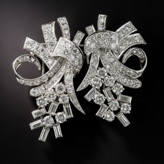 Mid-Century Platinum Diamond Clips/Brooch - 9