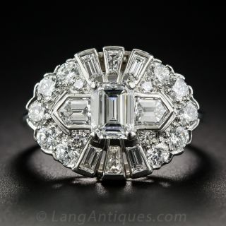 Mid-Century Platinum Diamond Ring - 2