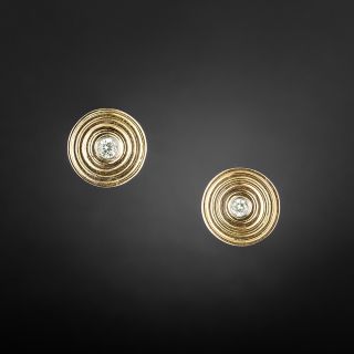 Mid-Century Rose Gold Diamond Earrings - 2