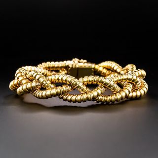 Mid-Century Rosy-Yellow Gold Braid Bracelet - 8 1/4 Inches - 2