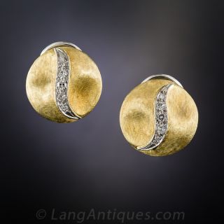 Mid-Century Round Diamond Earrings - 2