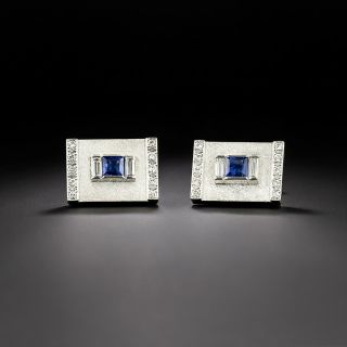  Mid-Century Sapphire and Diamond Cufflinks - 2