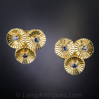 Mid-Century Sapphire Clip Earrings - 1