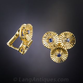 Mid-Century Sapphire Clip Earrings