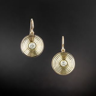 Mid-Century Spiral Diamond Dangle Earrings - 2