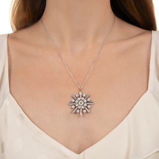 Mid-Century Starburst 1.60 Carat Center Diamond Necklace - GIA  L VS1