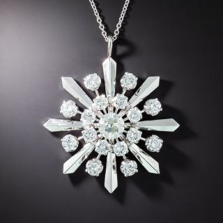 Mid-Century Starburst 1.60 Carat Center Diamond Necklace - GIA  L VS1 - 2