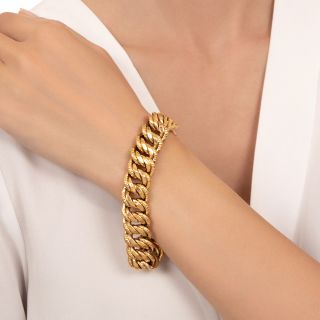 Mid-Century Textured Curb Link Bracelet