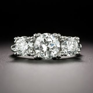 Mid Century Three-Stone 2.06 Carats Diamond Ring - GIA  - 2