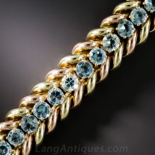 Mid-Century Two-Tone Gold Aquamarine Bracelet - 1
