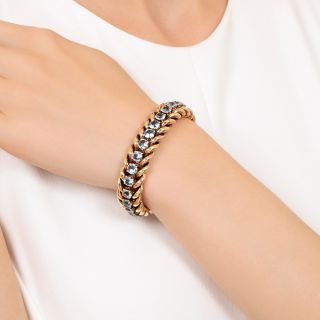 Mid-Century Two-Tone Gold Aquamarine Bracelet