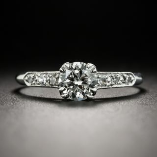 Mid-Century Vintage .57 Carat Diamond Platinum Engagement Ring - GIA G VVS2 - 2