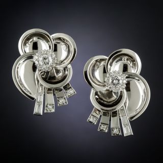 Mid-Century White Gold and Diamond Earrings - 2