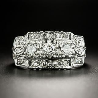 Mid-Century Wide Diamond Band Ring - 2