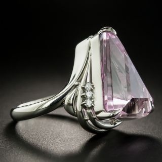 Modern Kunzite Platinum Diamond Ring
