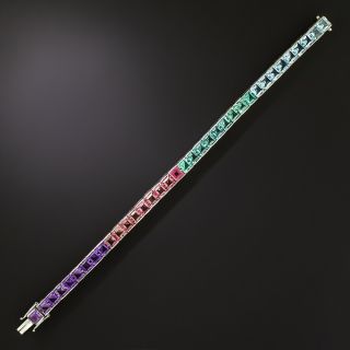 Multi-Color Gemstone Line Bracelet - 2