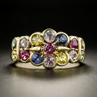 Multi-Colored Sapphire Flower Ring - 2
