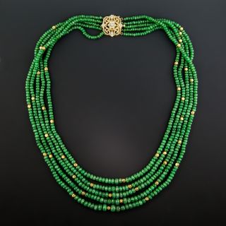 Multi-Strand Tsavorite Garnet Necklace