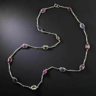 Multicolor No-Heat Sapphire and Diamond Necklace - 17.60 Carats - 2