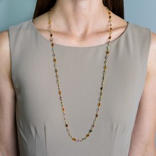 Multicolored Gemstone Link Necklace