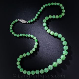 Natural Apple Green Jade Beads - 1