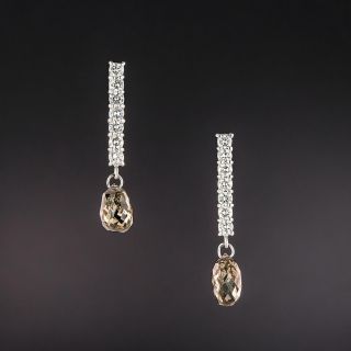 Natural Brown Diamond Briolette Drop Earrings - 4
