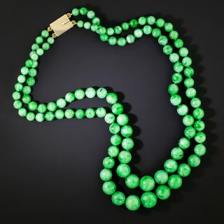 Natural Burma Jade Bead Double Strand Necklace - 2