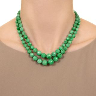 Natural Burma Jade Bead Double Strand Necklace