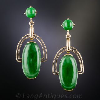 Natural Burmese Jadeite Vintage Drop Earrings