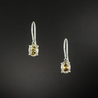 Natural Cognac Colored 2.46 Carat Oval Diamond Drop Earrings  - 3