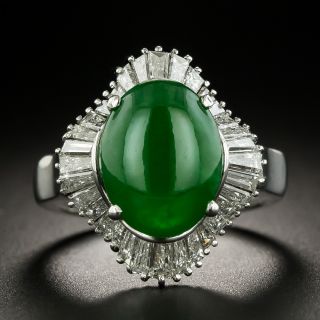 Natural Jade and Diamond Ballerina Ring  - 2
