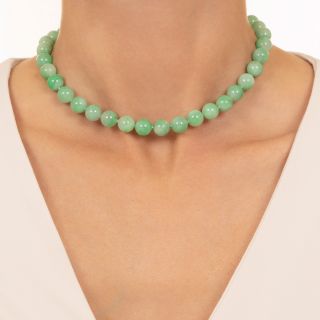 Natural Jade Bead Choker Necklace 