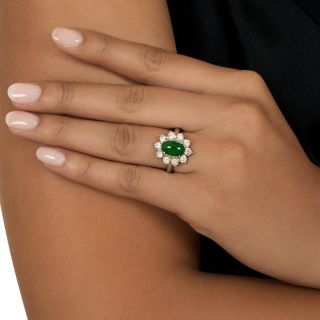 Natural Jade Platinum Diamond Ring
