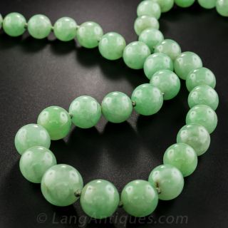 Natural Jadeite Burma 6.9-11mm Graduating Green Jade Bead Necklace