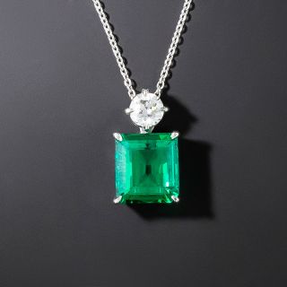 Natural, Untreated 1.64 Carat Emerald and Diamond Pendant - GIA - 3
