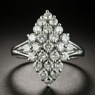 Navette-Shaped Diamond Cluster Ring - 2