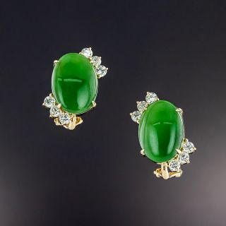 Nephrite Jade and Diamond Earrings - 2