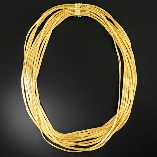 Nine-Strand 18K Gold Italian Spaghetti Necklace - 2