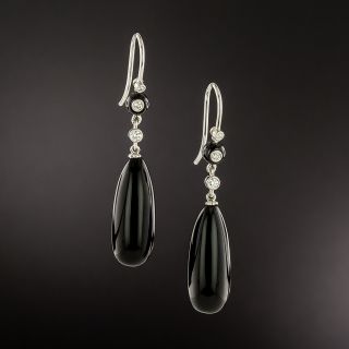 Onyx and Diamond Dangle Earrings - 3