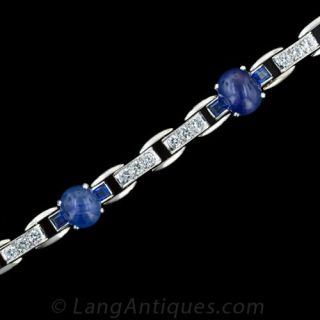 Oscar Heyman Art Deco Star Sapphire and Diamond Bracelet - 1