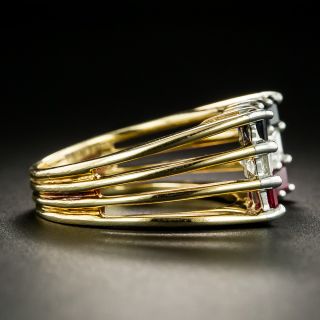 Oscar Heyman Diamond, Ruby And Sapphire Ring