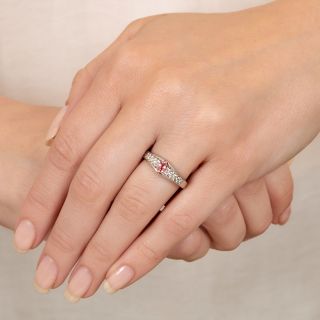 Padparadscha Sapphire and Diamond Ring