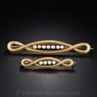 Pair of Antique Seed Pearl Bar Pins
