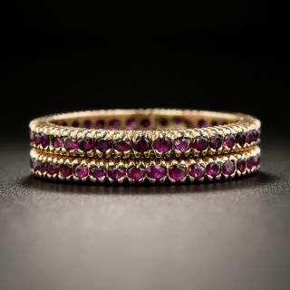 Pair of Ruby and Rose Gold Eternity Bands - Size 8 1/2 - 2