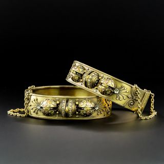 Pair of Victorian Etruscan Revival Bangle Bracelets  - 2